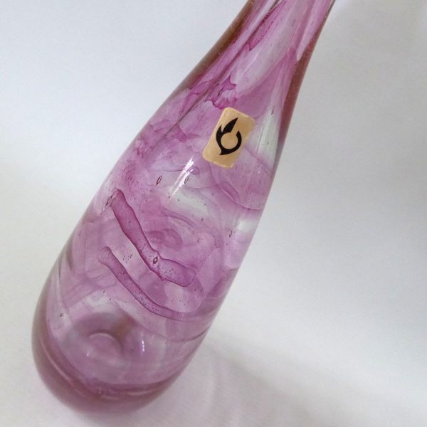 Michael Harris signed rare '73 Isle of Wight glass attenuated bottle Pink Swirls - Image 11