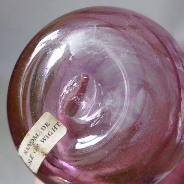 Michael Harris signed rare '73 Isle of Wight glass attenuated bottle Pink Swirls - Image 12