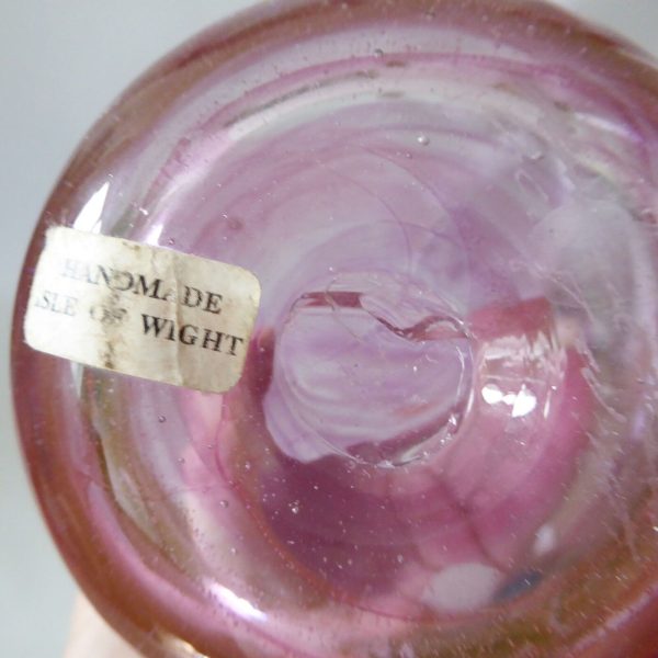 Michael Harris signed rare '73 Isle of Wight glass attenuated bottle Pink Swirls - Image 13