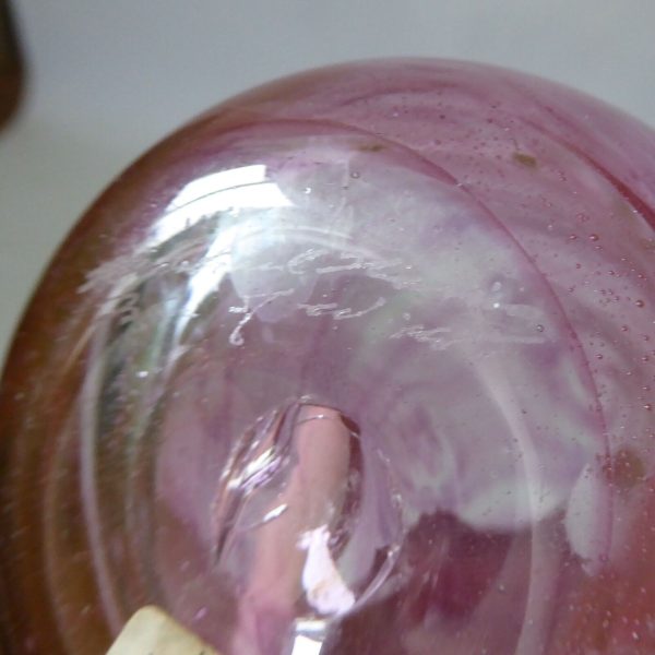 Michael Harris signed rare '73 Isle of Wight glass attenuated bottle Pink Swirls - Image 14