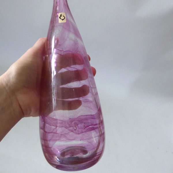 Michael Harris signed rare '73 Isle of Wight glass attenuated bottle Pink Swirls - Image 17