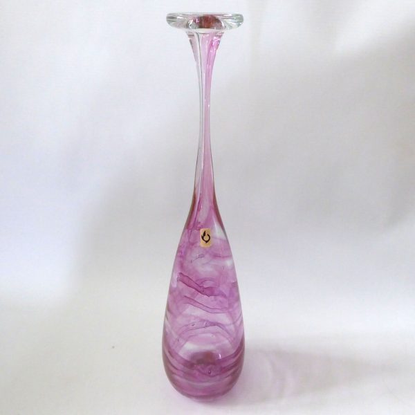 Michael Harris signed rare '73 Isle of Wight glass attenuated bottle Pink Swirls - Image 3