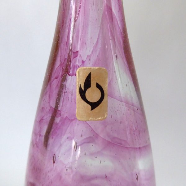 Michael Harris signed rare '73 Isle of Wight glass attenuated bottle Pink Swirls - Image 4