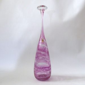 Michael Harris signed rare '73 Isle of Wight glass attenuated bottle Pink Swirls