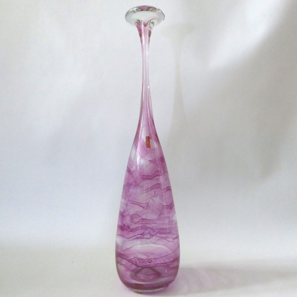 Michael Harris signed rare '73 Isle of Wight glass attenuated bottle Pink Swirls - Image 7