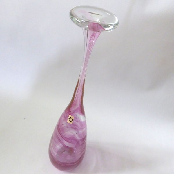 Michael Harris signed rare '73 Isle of Wight glass attenuated bottle Pink Swirls - Image 10