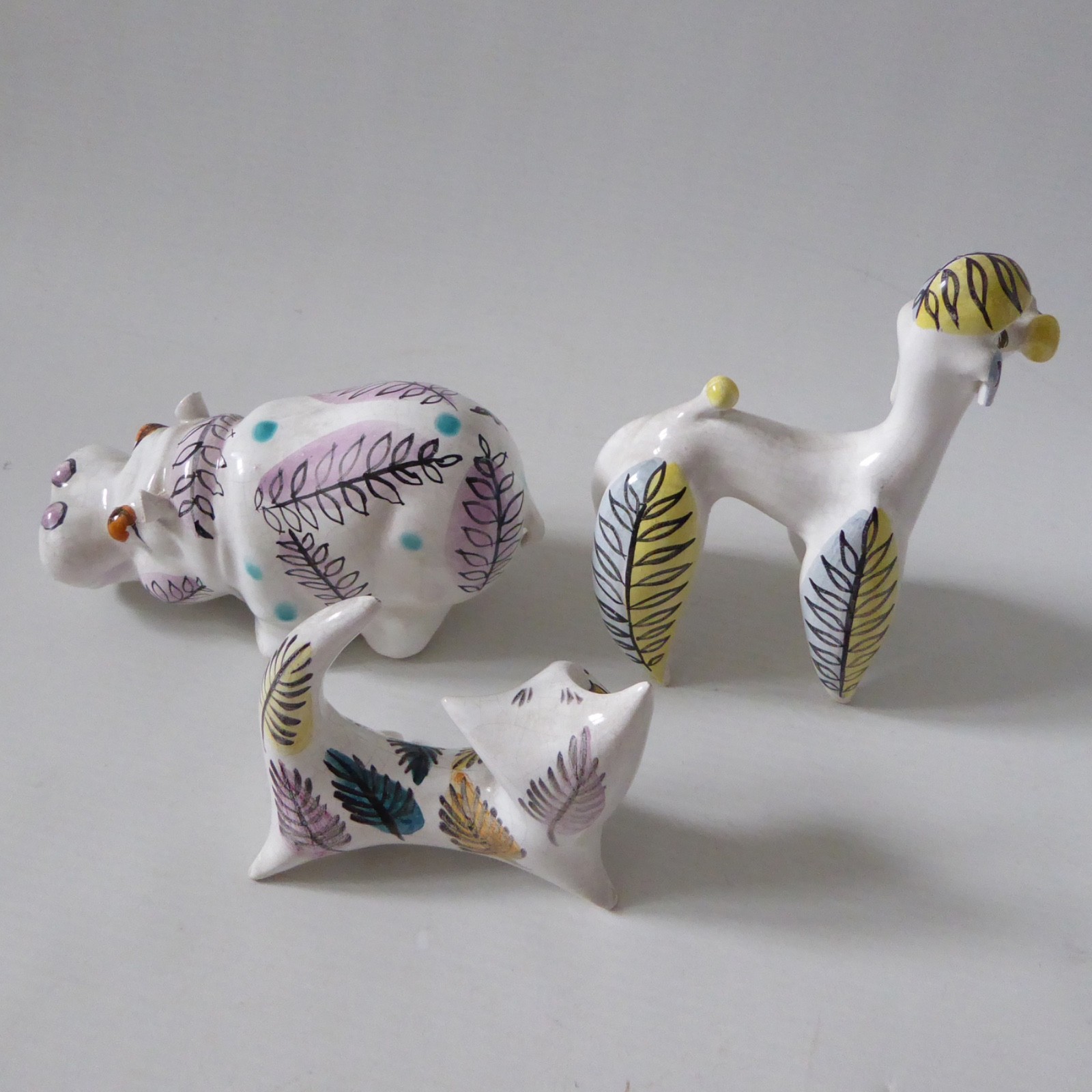 Mid century modern ceramic animals: cat, poodle & hippo. Prob. Italian 1950s 60s - Image 14