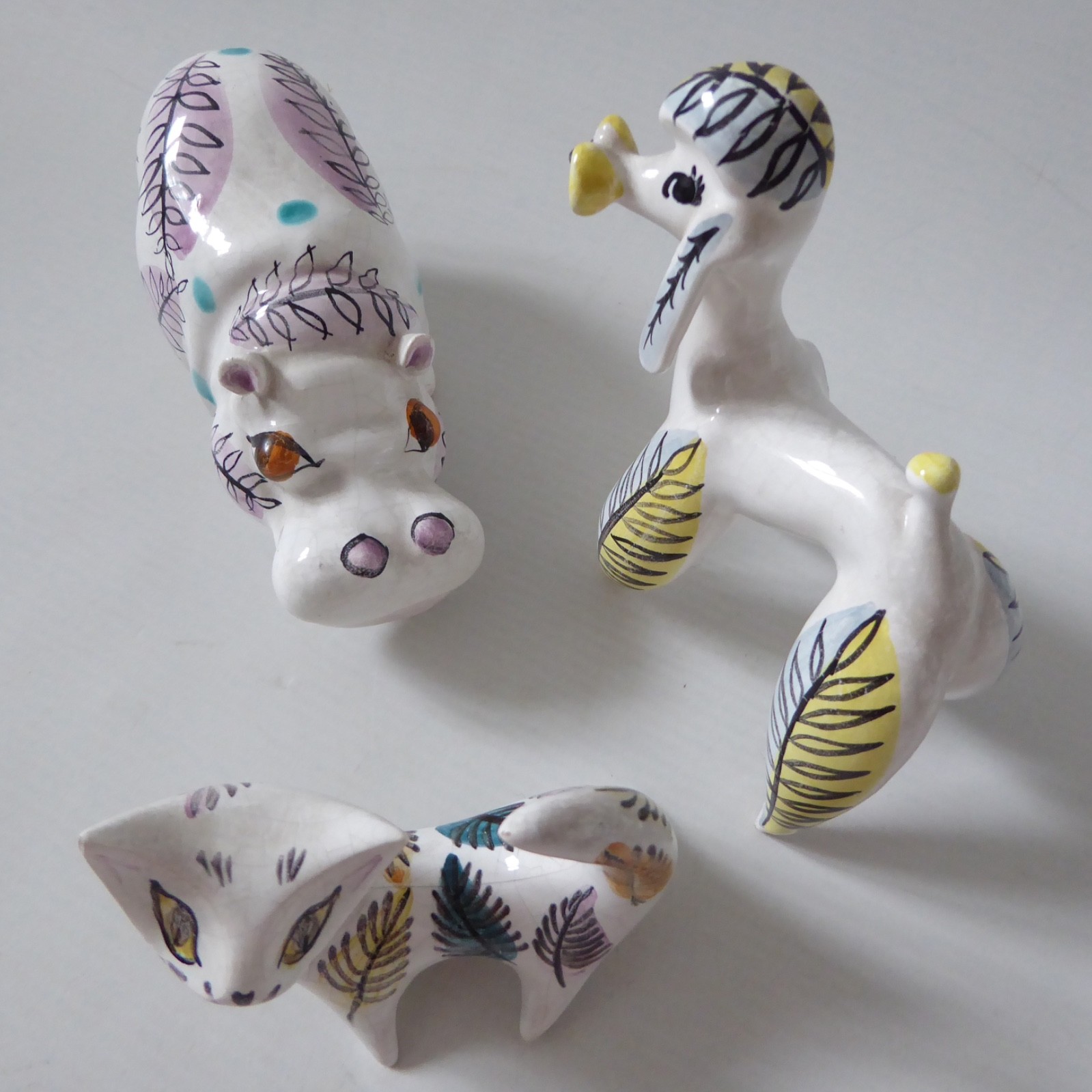 Mid century modern ceramic animals: cat, poodle & hippo. Prob. Italian 1950s 60s - Image 15