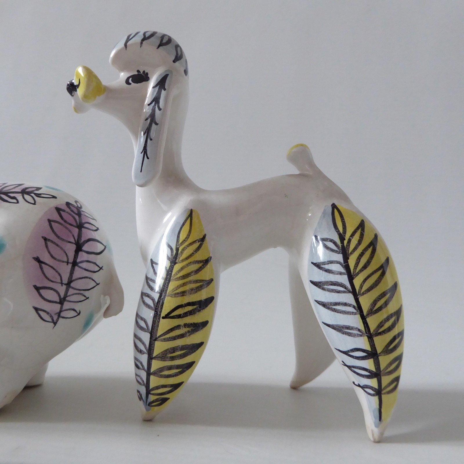 Mid century modern ceramic animals: cat, poodle & hippo. Prob. Italian 1950s 60s - Image 8