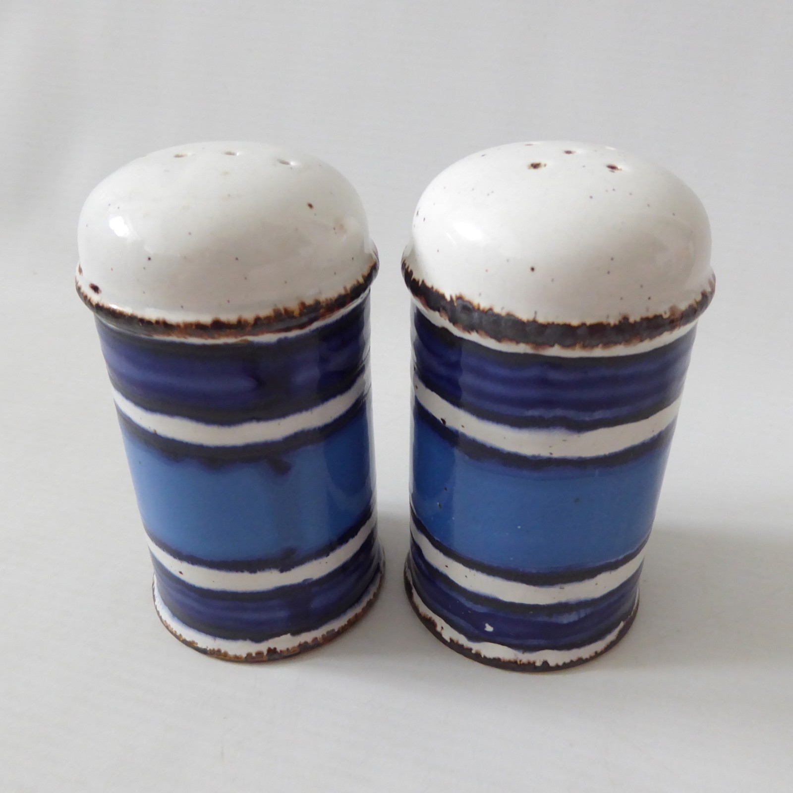 Midwinter Stonehenge Moon salt & pepper shakers pots, blue striped Creation. 70s - Image 4