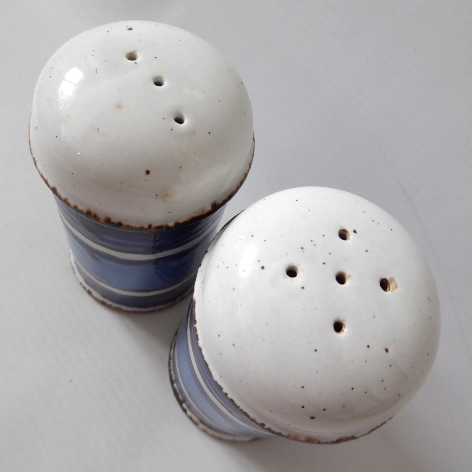 Midwinter Stonehenge Moon salt & pepper shakers pots, blue striped Creation. 70s - Image 7