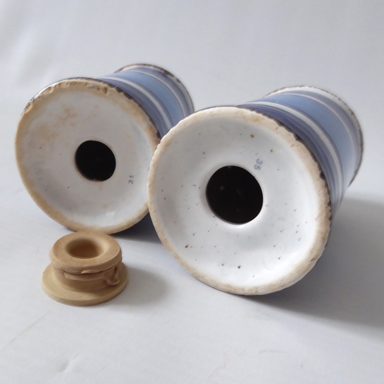 Midwinter Stonehenge Moon salt & pepper shakers pots, blue striped Creation. 70s - Image 9