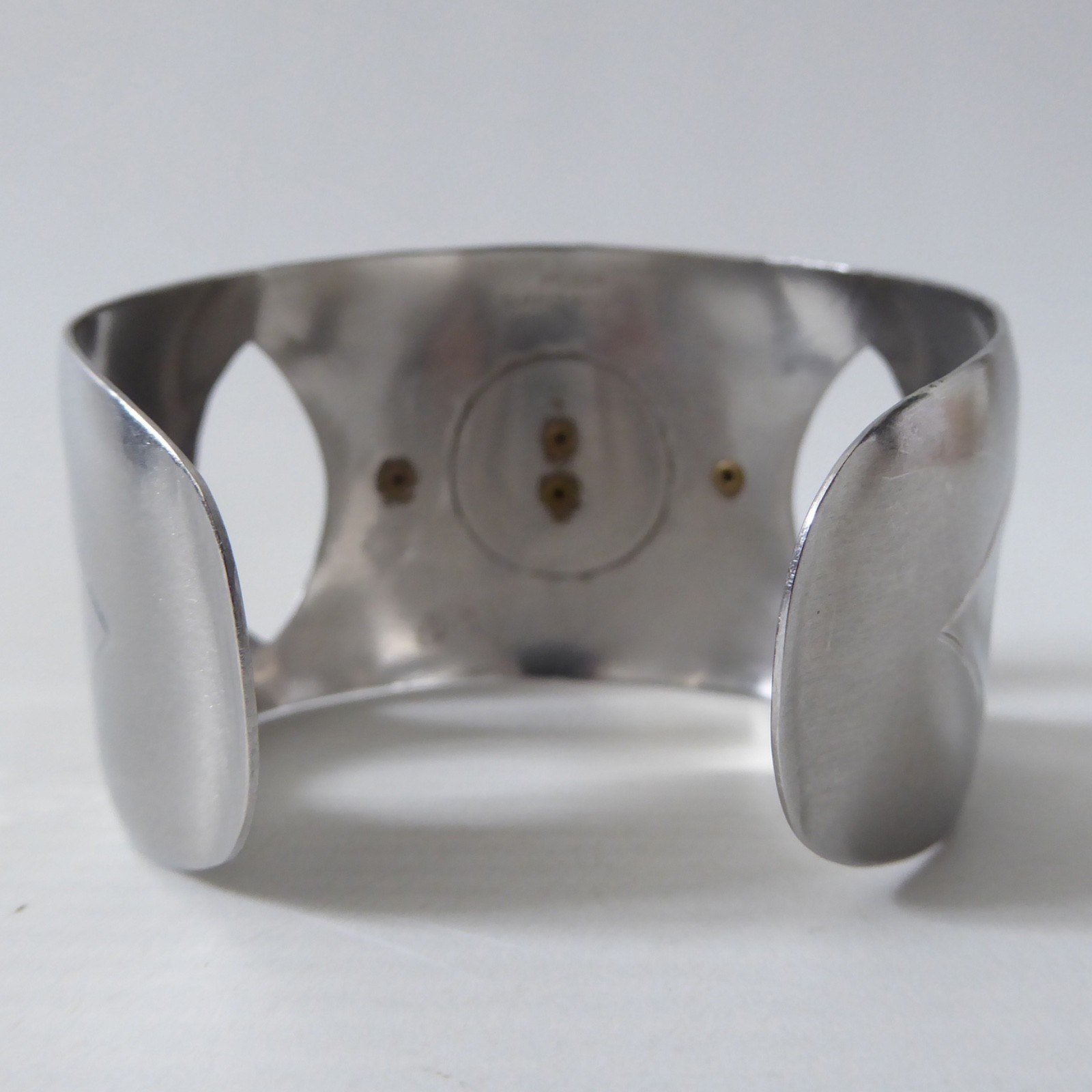 Moda Malta modernist retro stainless steel vintage cuff bracelet bangle & blue - Image 13