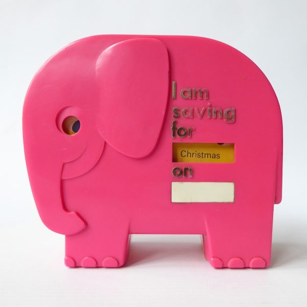 Pink & orange elephant plastic money box. Vintage retro 1960s 1970s piggy bank - Image 3