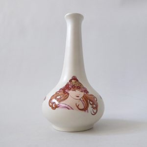 Poole Pottery Fleurie 6" bud vase. Ceramic Art Nouveau-style female 1979-1980