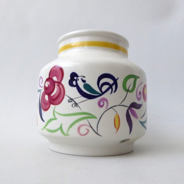Poole Pottery table lamp base bird flora traditional. Signed LE3 vintage ceramic - Image 3