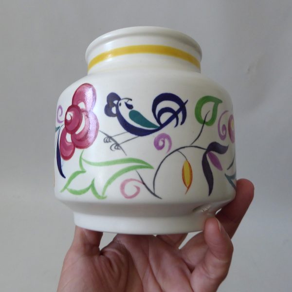 Poole Pottery table lamp base bird flora traditional. Signed LE3 vintage ceramic - Image 5
