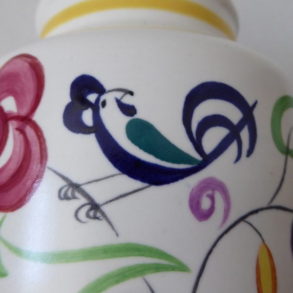 Poole Pottery table lamp base bird flora traditional. Signed LE3 vintage ceramic - Image 8
