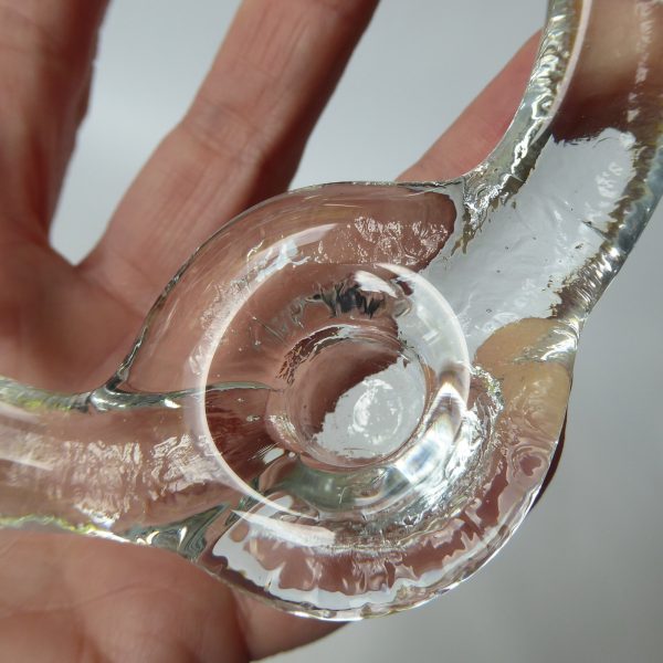 Pukeberg crystal art glass hoop ring, 4 slim candle holder, Staffon Gellerstedt - Image 11