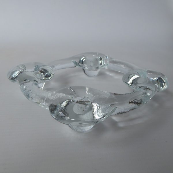 Pukeberg crystal art glass hoop ring, 4 slim candle holder, Staffon Gellerstedt - Image 5