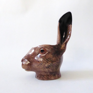 Quail Ceramics hare's face head egg cup, hand painted stoneware. Modern animal