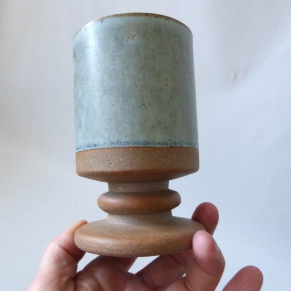 Robin Welch vintage Studio Pottery goblet, blue/green half glazed stoneware 70s - Image 4
