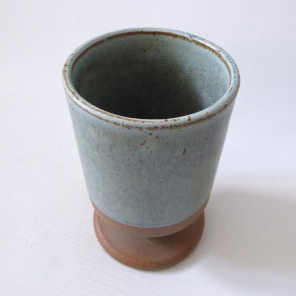 Robin Welch vintage Studio Pottery goblet, blue/green half glazed stoneware 70s - Image 10