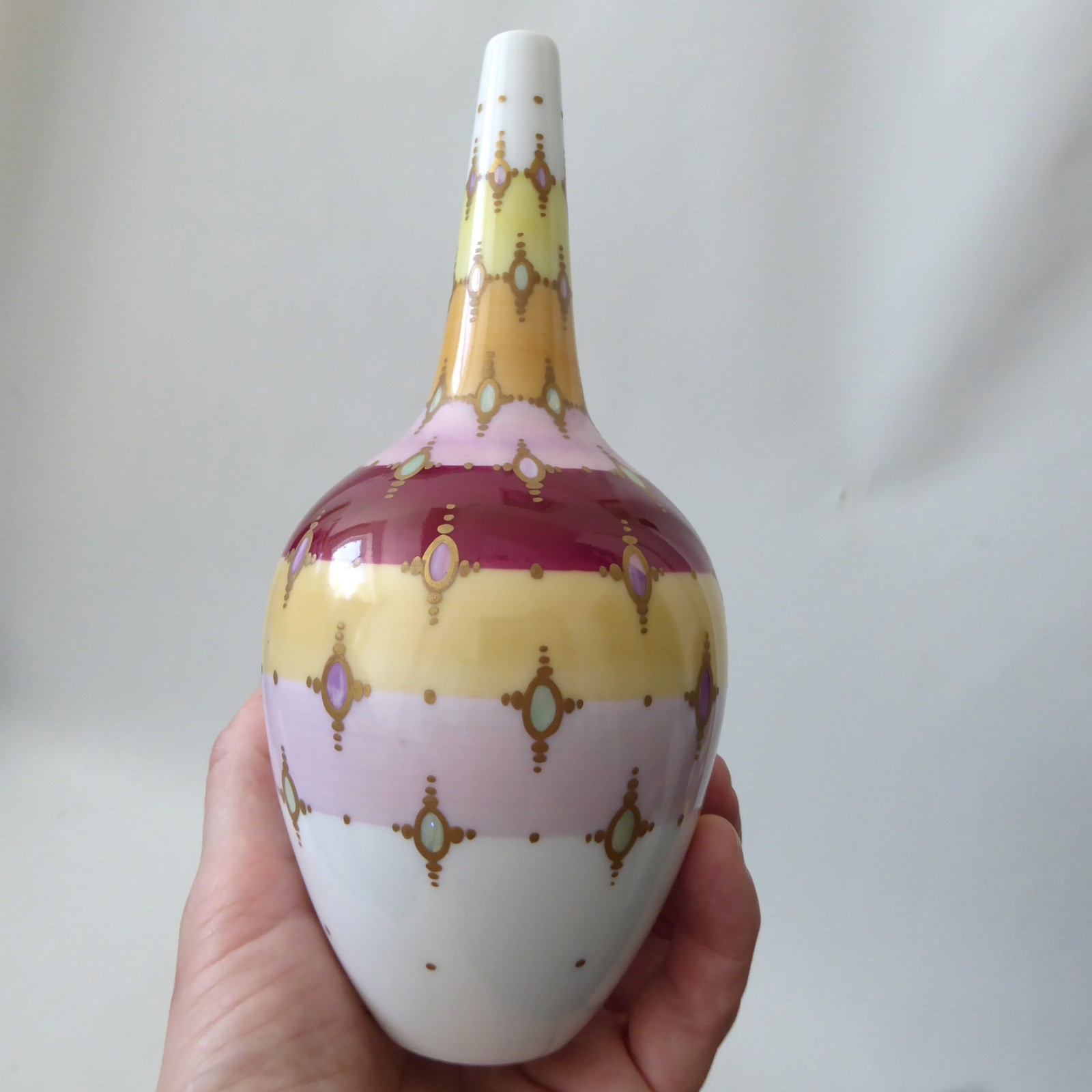 Rosenthal handmalerei porcelain vase, hand decorated. Modernist vintage stripes - Image 6