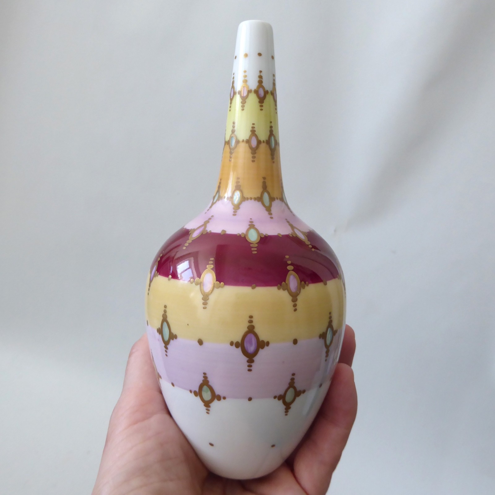Rosenthal handmalerei porcelain vase, hand decorated. Modernist vintage stripes - Image 7