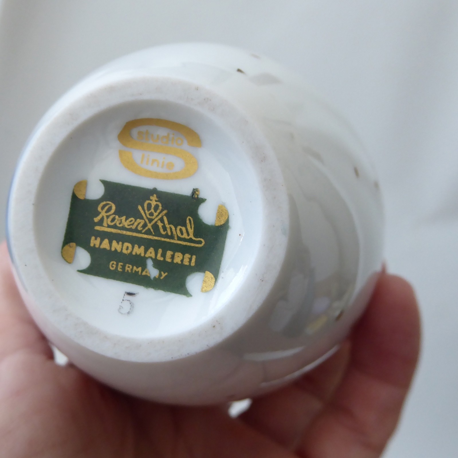 Rosenthal handmalerei porcelain vase, hand decorated. Modernist vintage stripes - Image 8