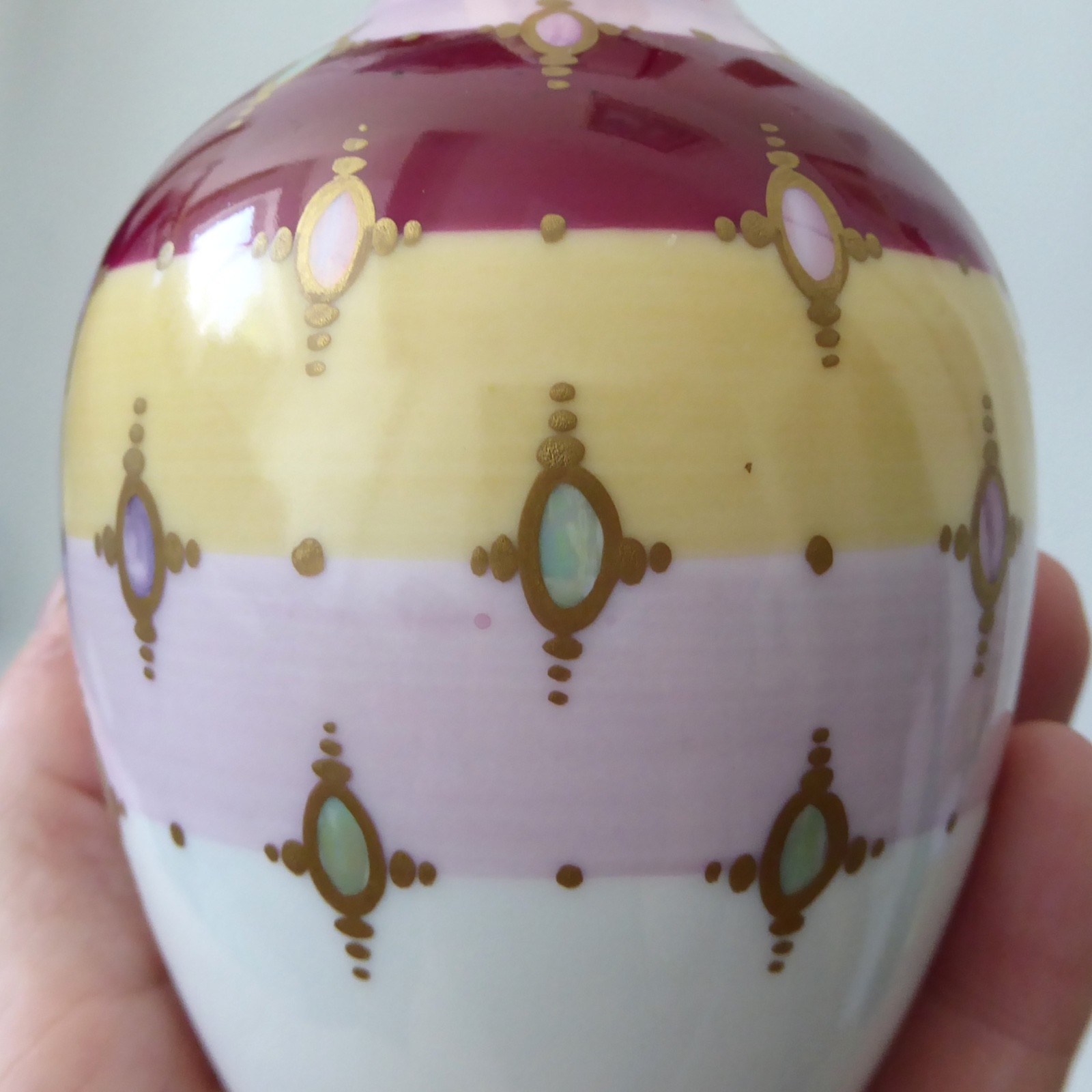 Rosenthal handmalerei porcelain vase, hand decorated. Modernist vintage stripes - Image 9