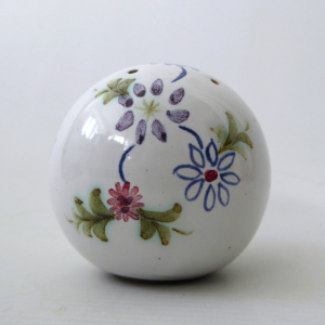Rye Pottery potpourri pomander scent ball, hand painted flowers. Studio vintage