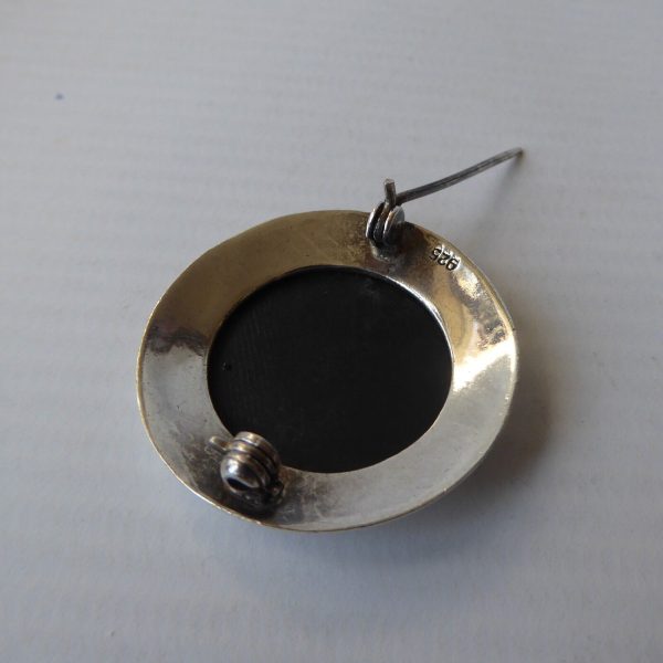 Sterling silver 925 round brooch & black onyx stone. Modernist minimalist smart - Image 11