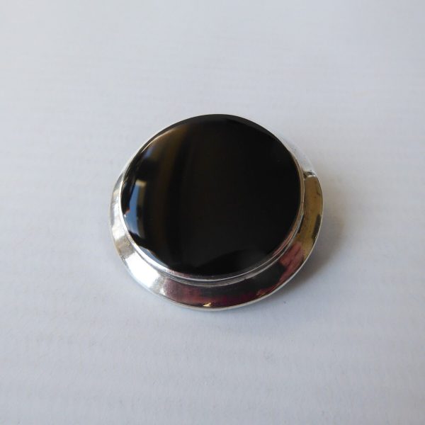 Sterling silver 925 round brooch & black onyx stone. Modernist minimalist smart - Image 5