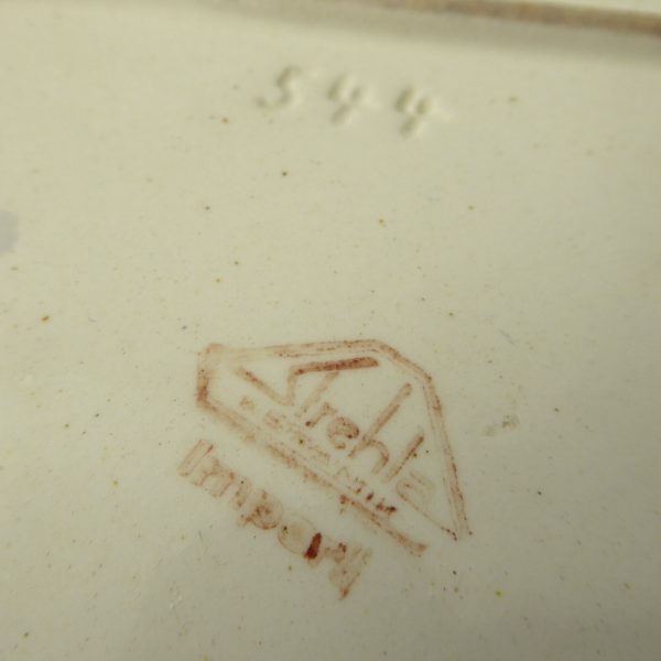 Strehla GDR vintage striped pottery plate dish, triangular 544. 1950s MCM retro - Image 8