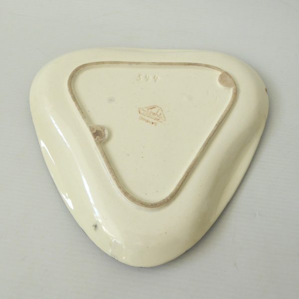 Strehla GDR vintage striped pottery plate dish, triangular 544. 1950s MCM retro - Image 9