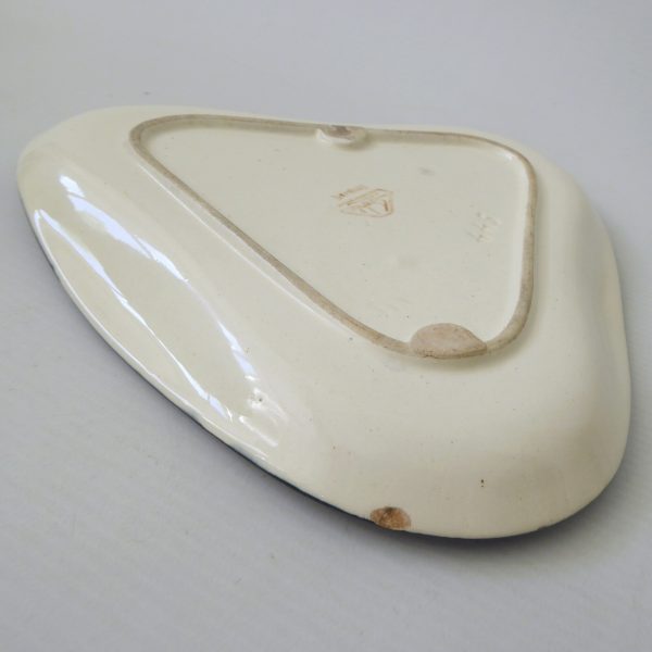 Strehla GDR vintage striped pottery plate dish, triangular 544. 1950s MCM retro - Image 10