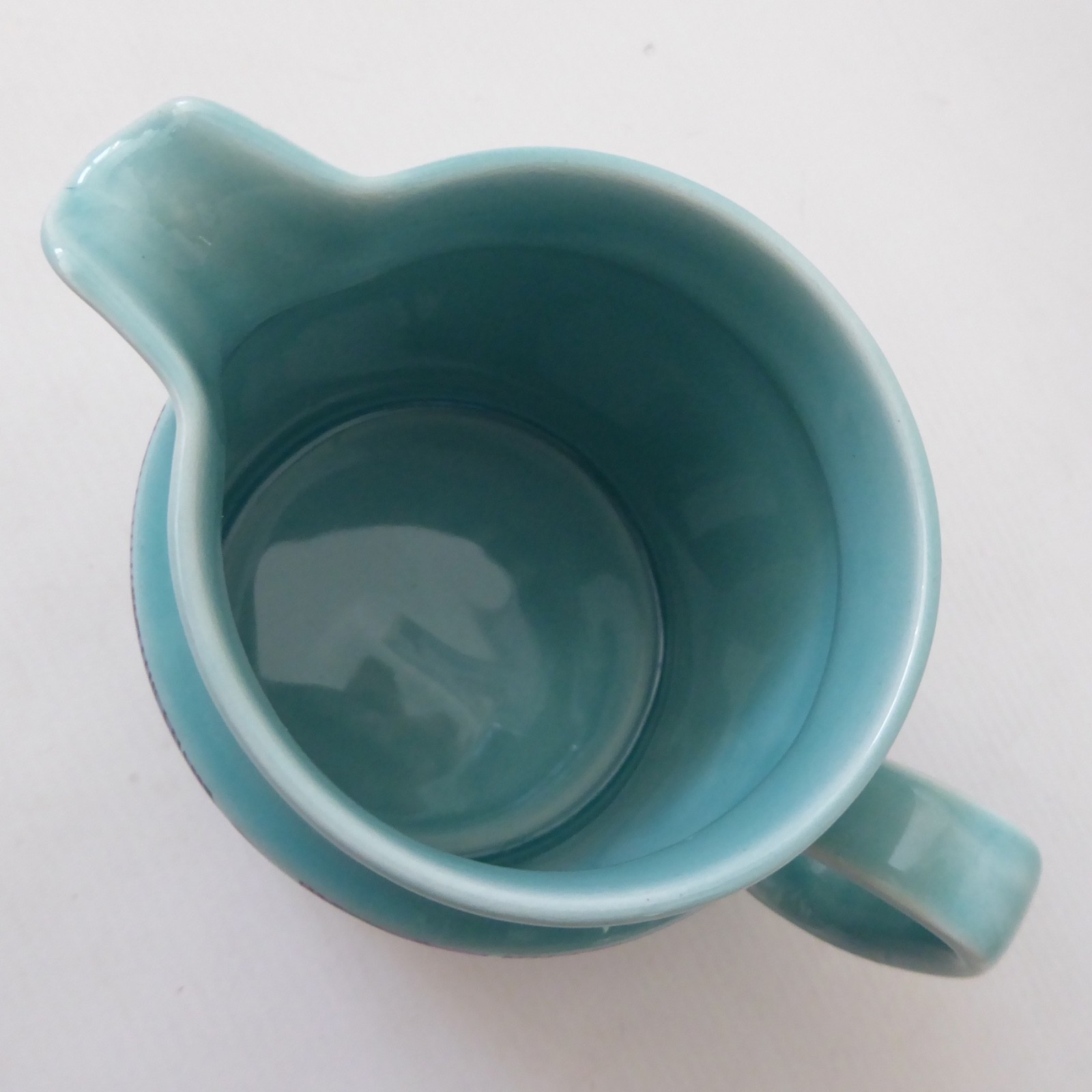 Surrey Ceramics vintage turquoise blue large jug 672, retro floral flowers 1970s - Image 13