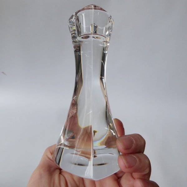 Triangular crystal art glass candlestick, tapered dinner candle holder. 13cm - Image 11