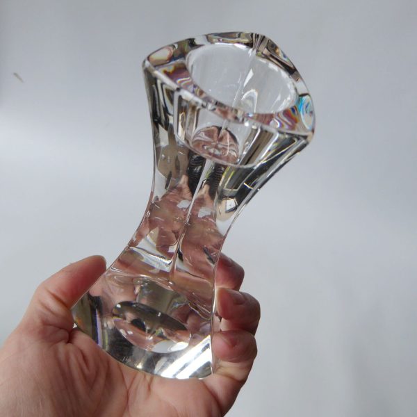 Triangular crystal art glass candlestick, tapered dinner candle holder. 13cm - Image 12
