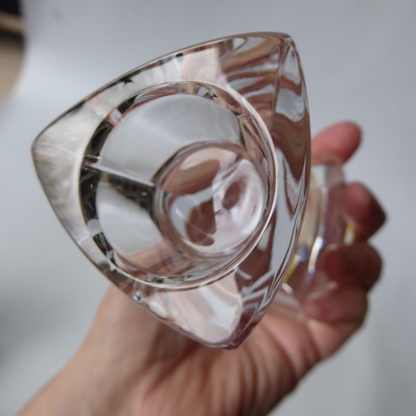 Triangular crystal art glass candlestick, tapered dinner candle holder. 13cm - Image 13