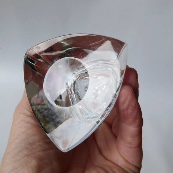 Triangular crystal art glass candlestick, tapered dinner candle holder. 13cm - Image 14
