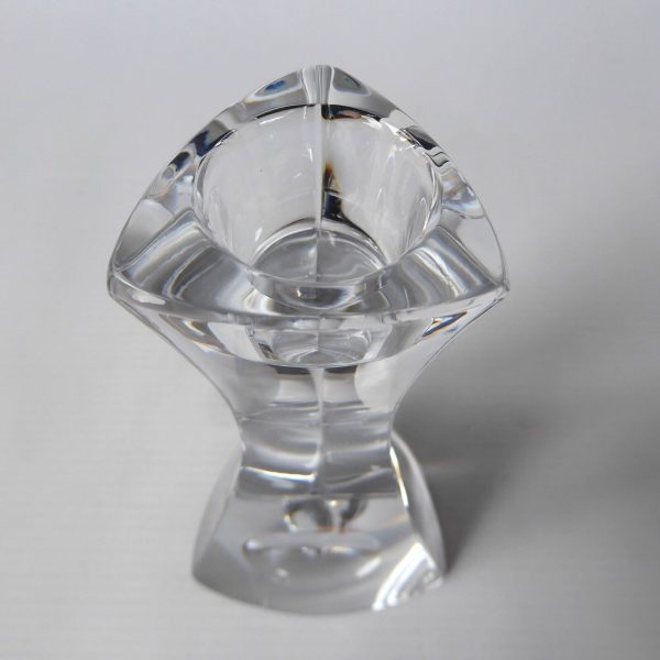 Triangular crystal art glass candlestick, tapered dinner candle holder. 13cm - Image 6
