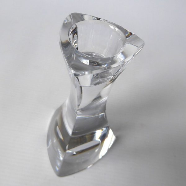 Triangular crystal art glass candlestick, tapered dinner candle holder. 13cm - Image 7