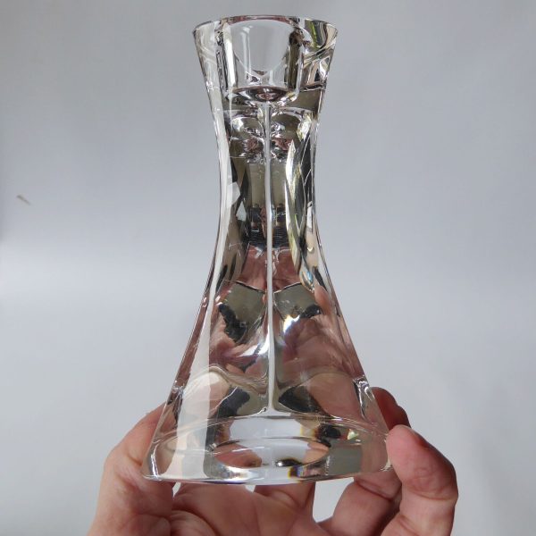 Triangular crystal art glass candlestick, tapered dinner candle holder. 13cm - Image 9