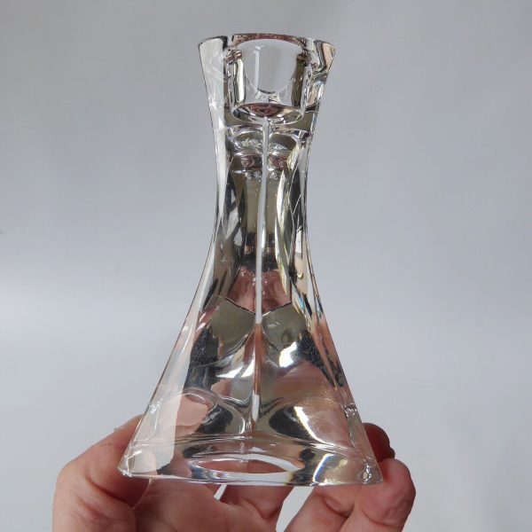 Triangular crystal art glass candlestick, tapered dinner candle holder. 13cm - Image 10