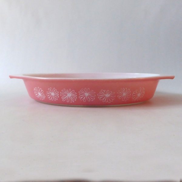 Vintage 1950s Pyrex JAJ pink Daisy oval 2179 divided vegetable casserole dish - Image 4