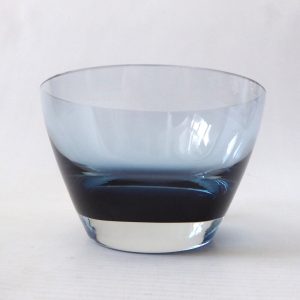 Vintage 1970s Caithness art glass bowl, Stroma 4023, twilight blue cased dish