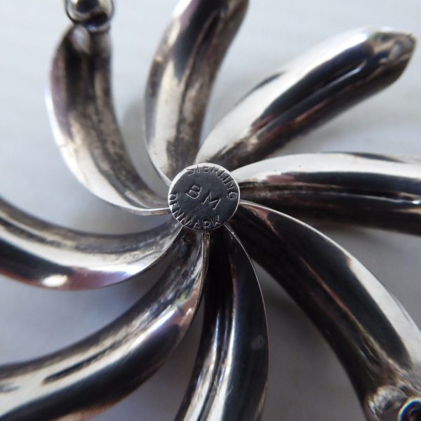 Vintage BM B.Munksgaard Danish sterling silver 925 flower brooch mid century 60s - Image 11