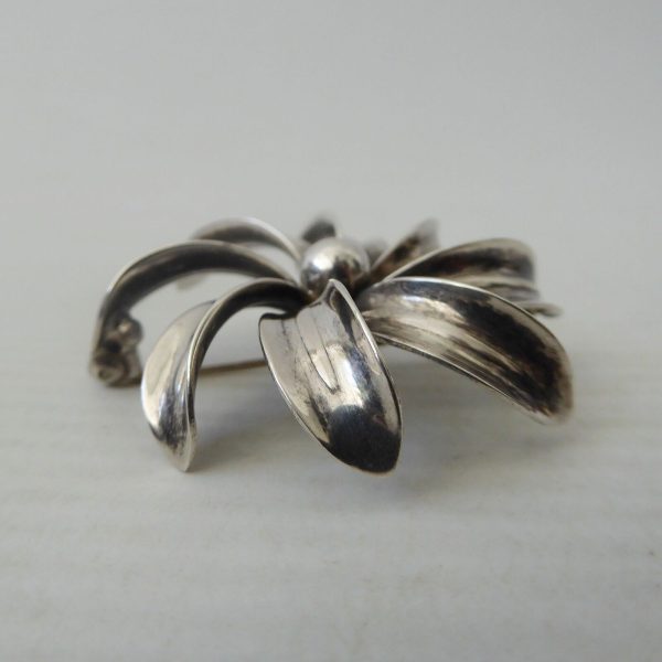 Vintage BM B.Munksgaard Danish sterling silver 925 flower brooch mid century 60s - Image 7